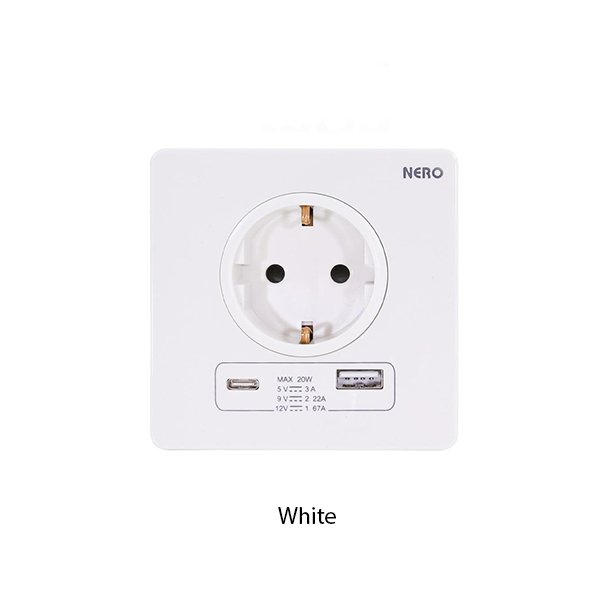 NERO X2 Series Schuko Socket Twin USB A C