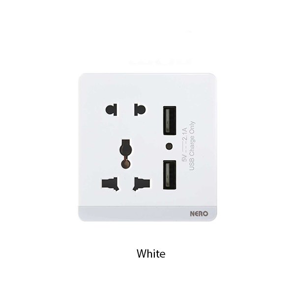 NERO Q7 Stop Kontak Universal Shutter Twin USB A A