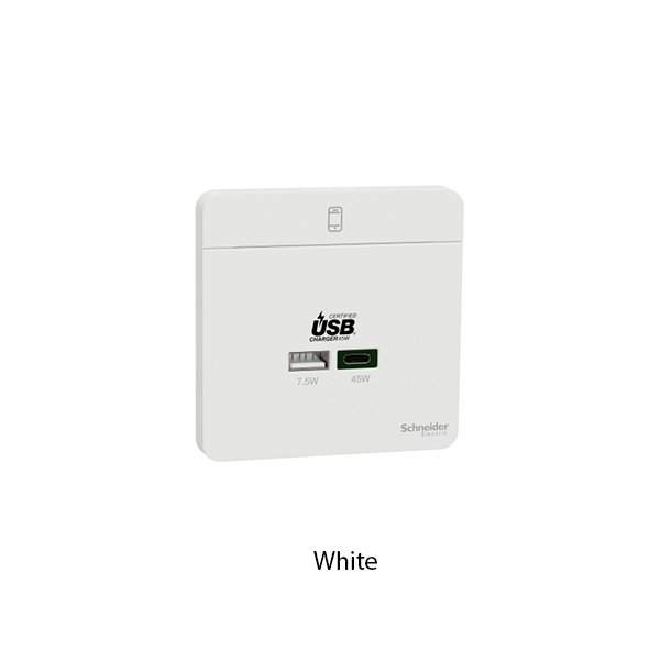 Schneider Avatar Socket USB Charger A C 45W Horizontal E832USB45